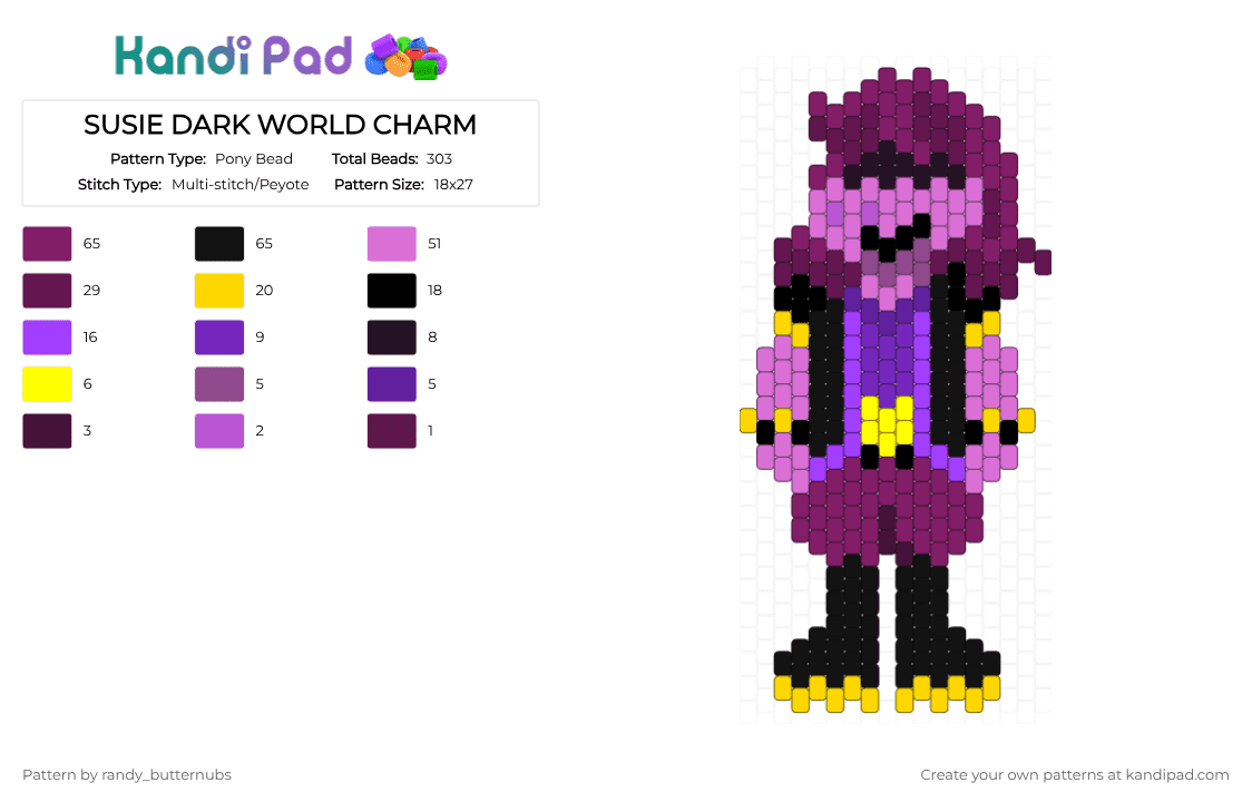 SUSIE DARK WORLD CHARM - Pony Bead Pattern by randy_butternubs on Kandi Pad - pink