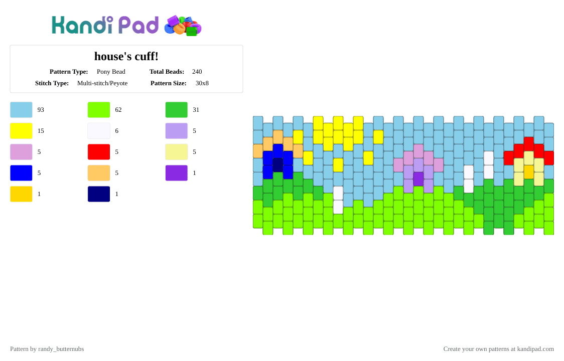 house\'s cuff! - Pony Bead Pattern by randy_butternubs on Kandi Pad - light blue,green