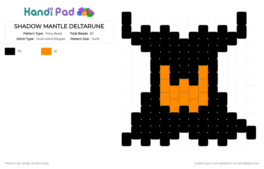 SHADOW MANTLE DELTARUNE - Pony Bead Pattern by randy_butternubs on Kandi Pad - black