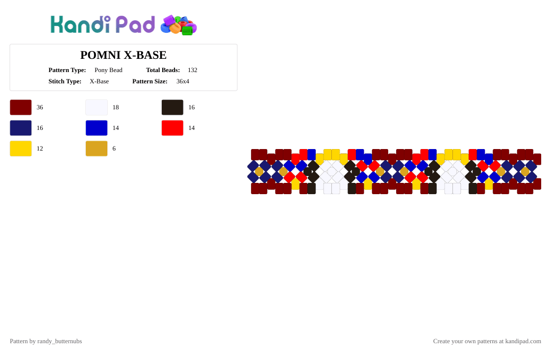 POMNI X-BASE - Pony Bead Pattern by randy_butternubs on Kandi Pad - purple,brown