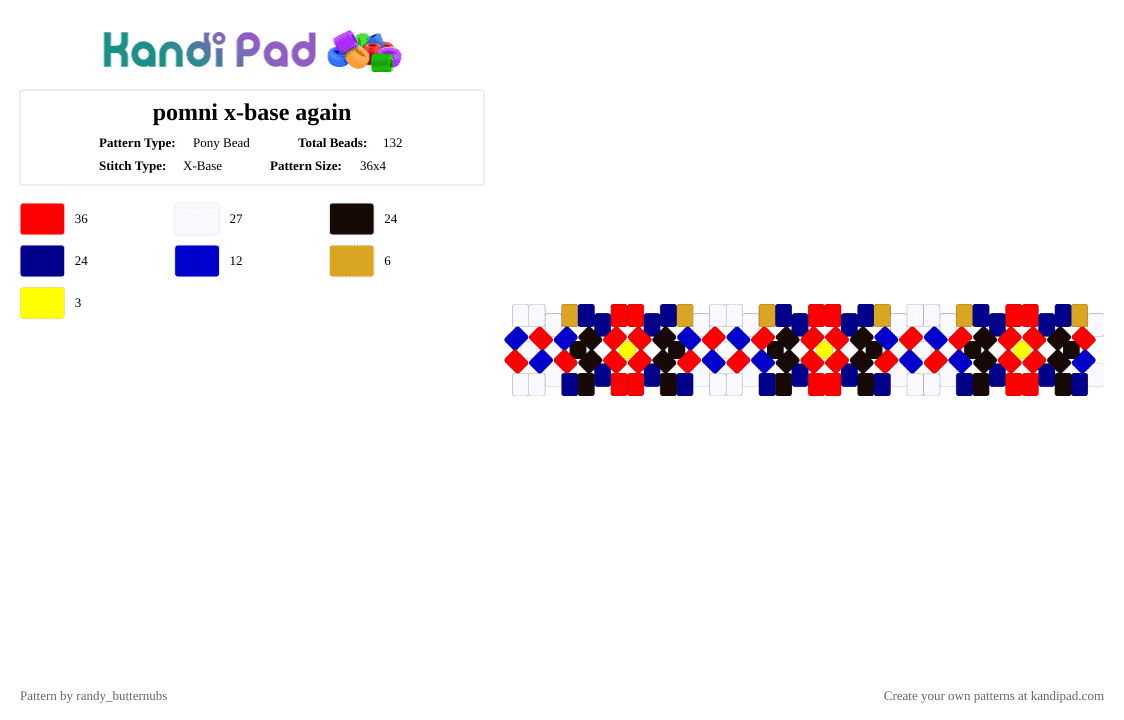 pomni x-base again - Pony Bead Pattern by randy_butternubs on Kandi Pad - purple,red
