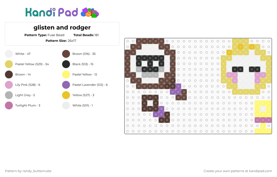 glisten and rodger - Fuse Bead Pattern by randy_butternubs on Kandi Pad - brown,yellow,dandys world