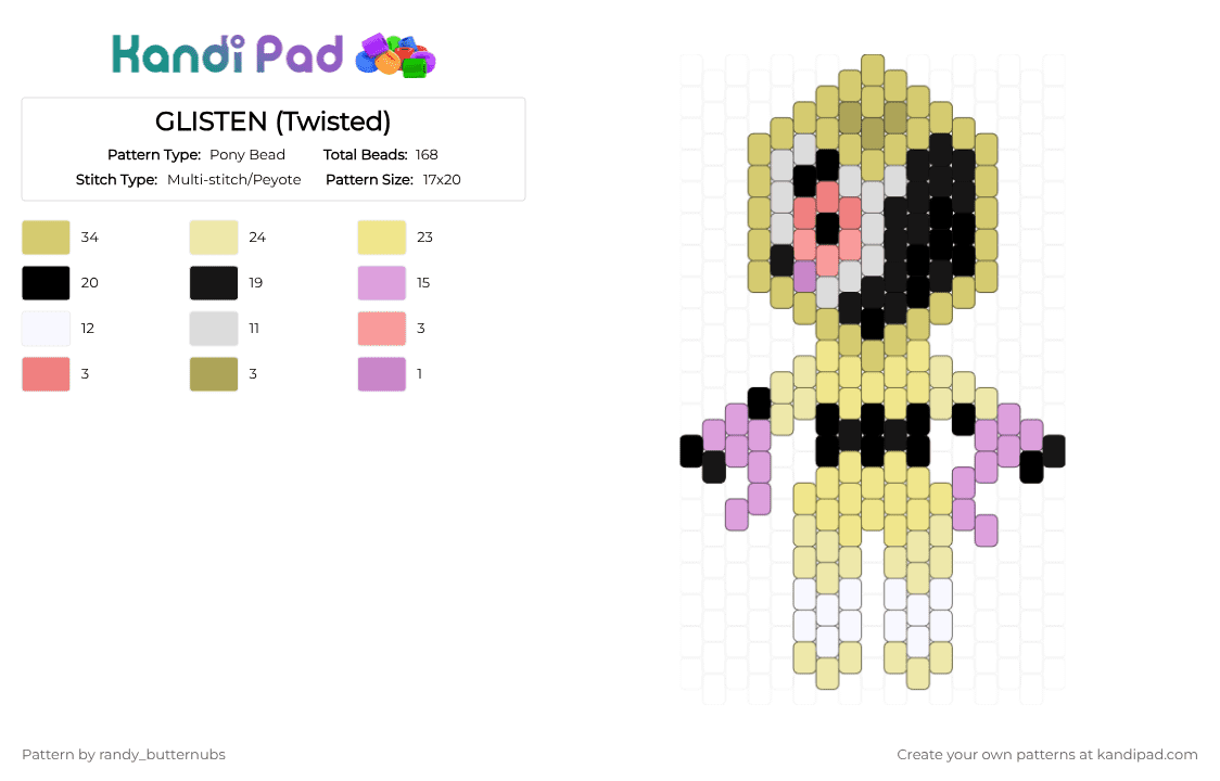 GLISTEN (Twisted) - Pony Bead Pattern by randy_butternubs on Kandi Pad - yellow