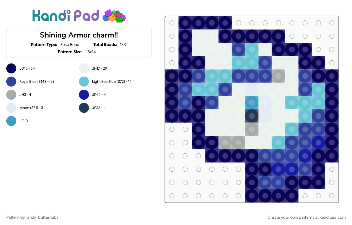 Shining Armor charm!! - Fuse Bead Pattern by randy_butternubs on Kandi Pad - character, friendship is magic, mlp, my little pony, purple, shining armor