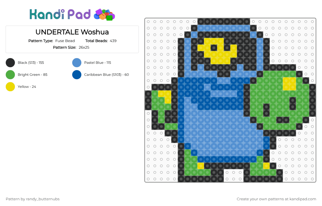 Woshua UNDERTALE - Fuse Bead Pattern by randy_butternubs on Kandi Pad - light blue,green
