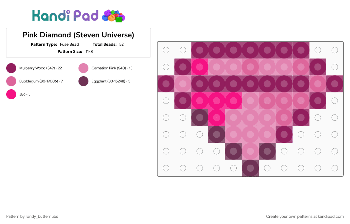 Pink Diamond (Steven Universe) - Fuse Bead Pattern by randy_butternubs on Kandi Pad - diamond, gem, pink, pink diamond, steven universe
