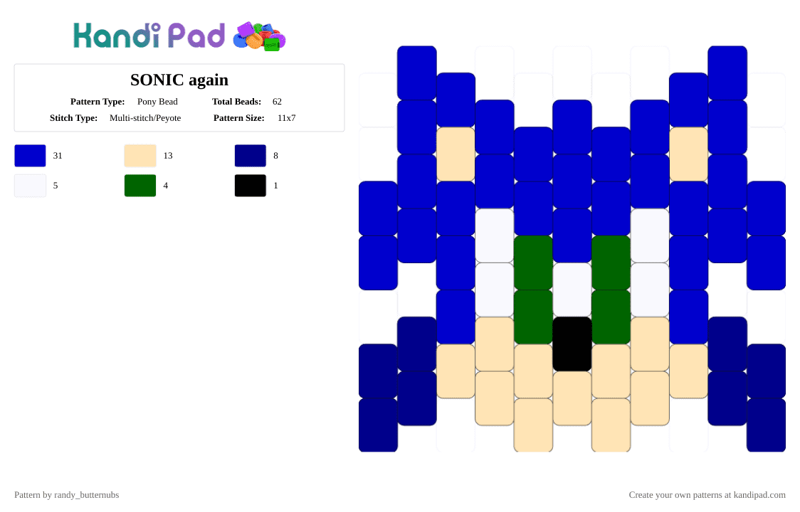 SONIC again - Pony Bead Pattern by randy_butternubs on Kandi Pad - purple
