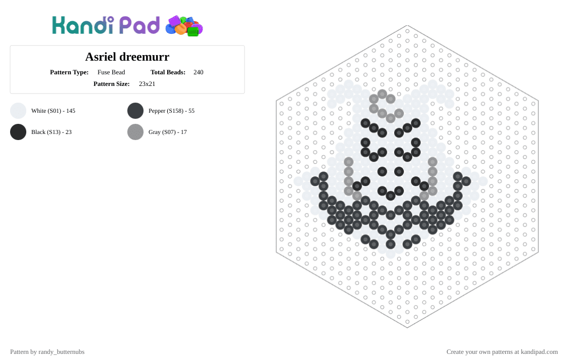 Asriel dreemurr undertale - Fuse Bead Pattern by randy_butternubs on Kandi Pad - white,undertale