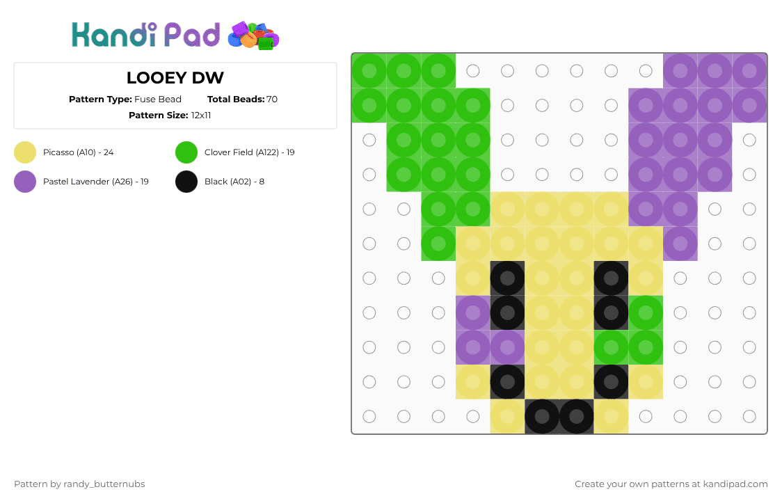 LOOEY DW - Fuse Bead Pattern by randy_butternubs on Kandi Pad - yellow,dw,easter,dandys world,roblox