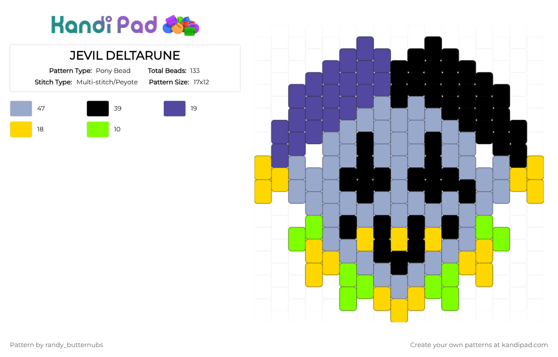 JEVIL DELTARUNE - Pony Bead Pattern by randy_butternubs on Kandi Pad - light blue