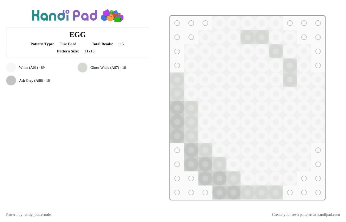 EGG - Fuse Bead Pattern by randy_butternubs on Kandi Pad - white,egg