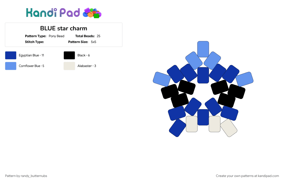 BLUE star charm - Pony Bead Pattern by randy_butternubs on Kandi Pad - blue, chapter 5, deltarune, deltarune chapter 5, flower, video game