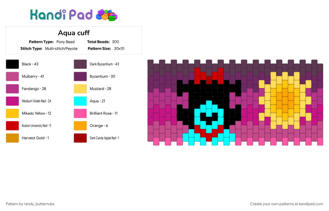 Aqua cuff - Pony Bead Pattern by randy_butternubs on Kandi Pad - pink