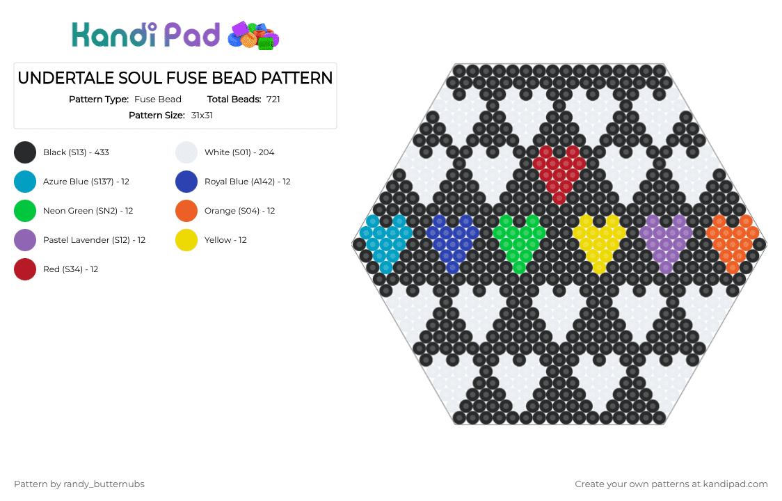 UNDERTALE SOUL FUSE BEAD PATTERN - Fuse Bead Pattern by randy_butternubs on Kandi Pad - black,white,purple,orange,yellow,colorful,undertale