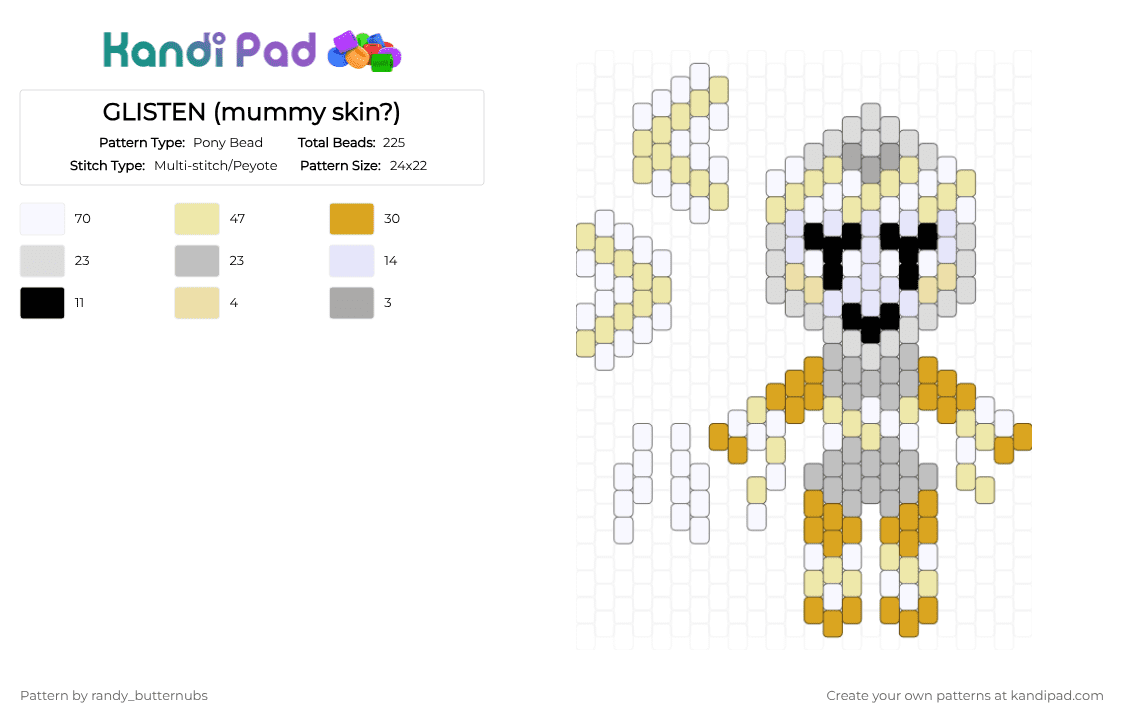 GLISTEN (mummy skin?) - Pony Bead Pattern by randy_butternubs on Kandi Pad - yellow