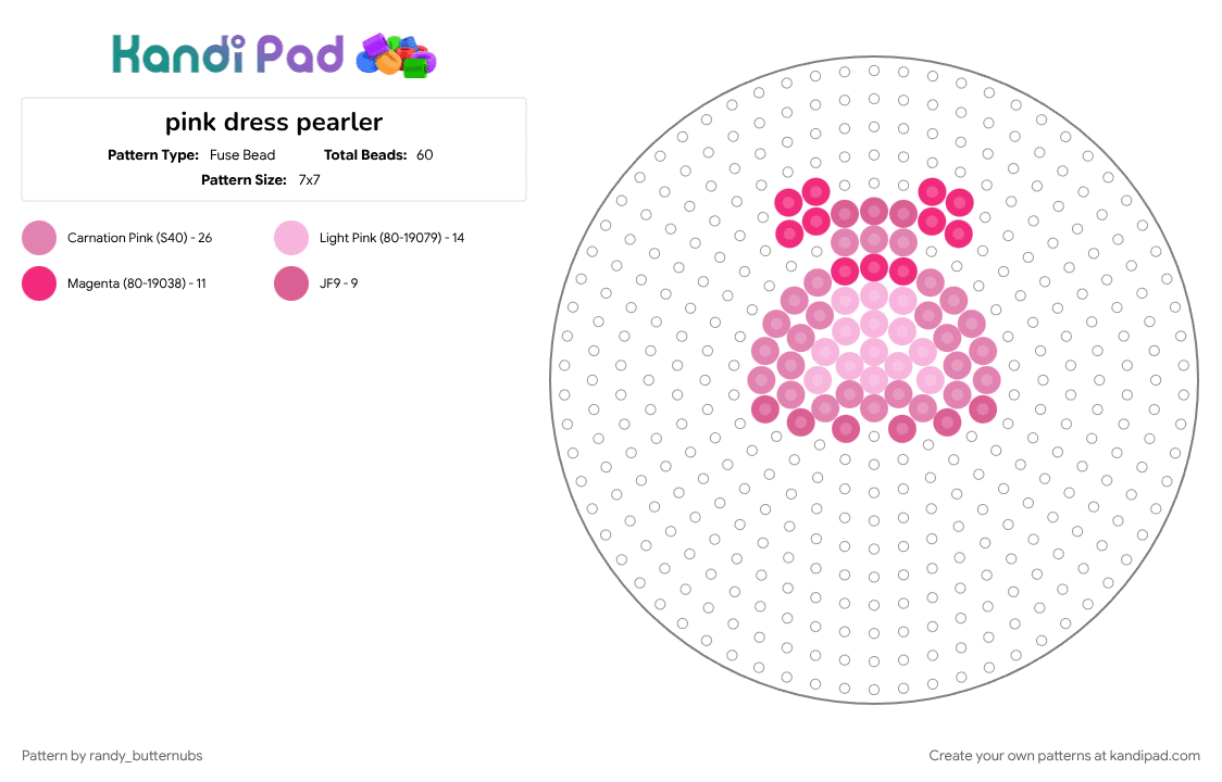 pink dress pearler - Fuse Bead Pattern by randy_butternubs on Kandi Pad - pink