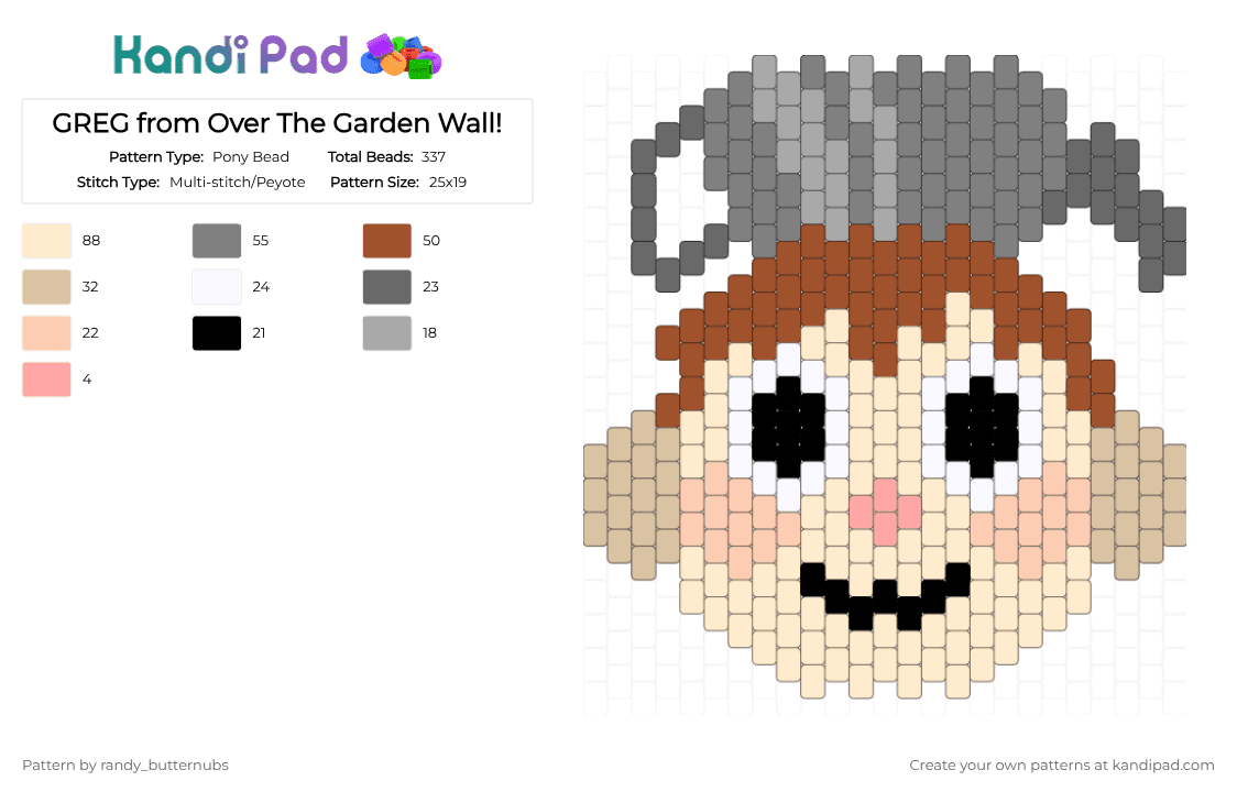 GREG from Over The Garden Wall! - Pony Bead Pattern by randy_butternubs on Kandi Pad - beige