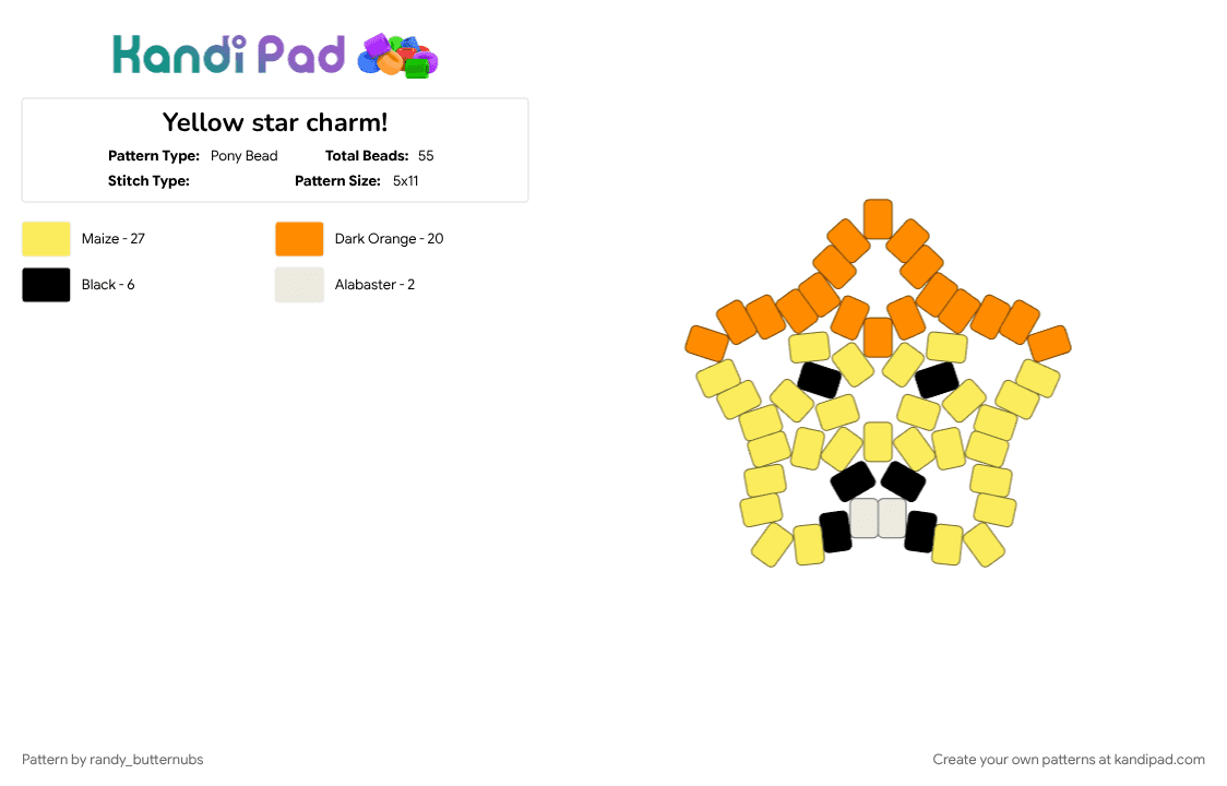 YELLOW star charm! - Pony Bead Pattern by randy_butternubs on Kandi Pad - deltarune, deltarune chapter 5, flower, orange, video game, yellow