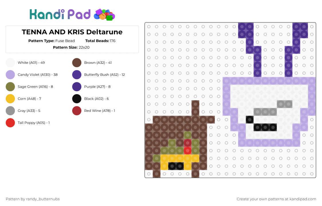 TENNA AND KRIS Deltarune - Fuse Bead Pattern by randy_butternubs on Kandi Pad - brown,pink,purple