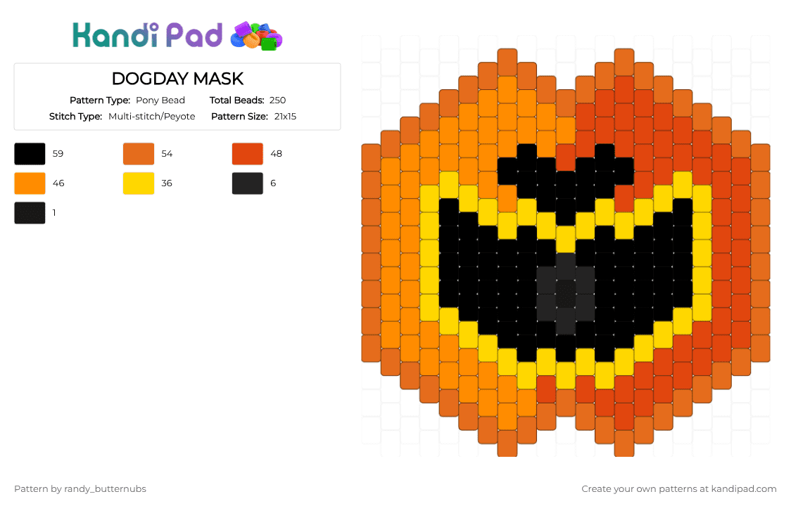 DOGDAY MASK - Pony Bead Pattern by randy_butternubs on Kandi Pad - orange,dogday,poppy playtime,smile,mask