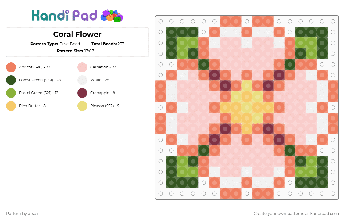 Coral Flower - Fuse Bead Pattern by atsali on Kandi Pad - orange,beige