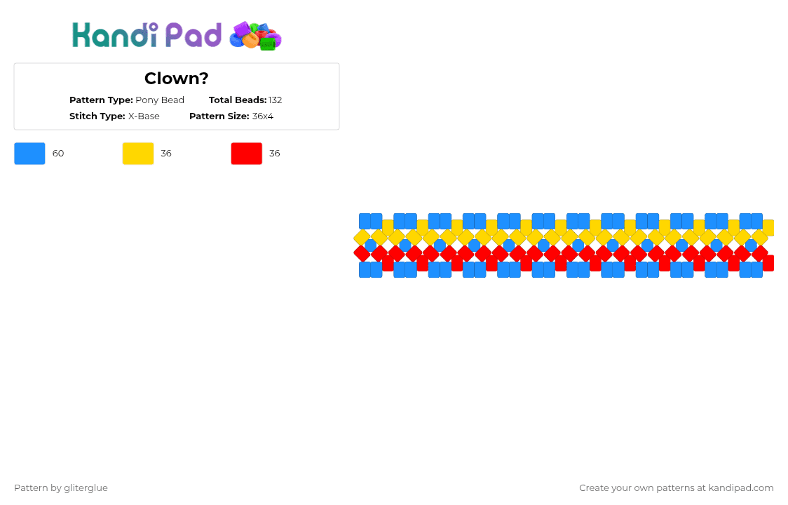 Clown? - Pony Bead Pattern by gliterglue on Kandi Pad - light blue