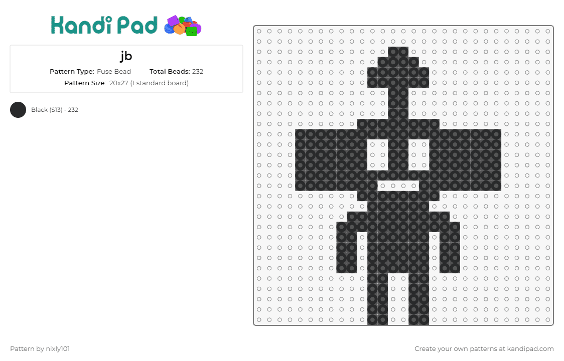 jb - Fuse Bead Pattern by nixly101 on Kandi Pad - jb,robot,silhouette,black,striking,minimalist,modern,abstract