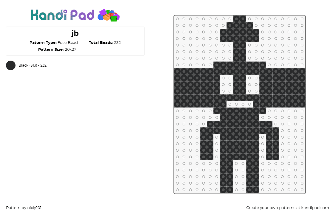 jb - Fuse Bead Pattern by nixly101 on Kandi Pad - jb,robot,silhouette,black,striking,minimalist,modern,abstract