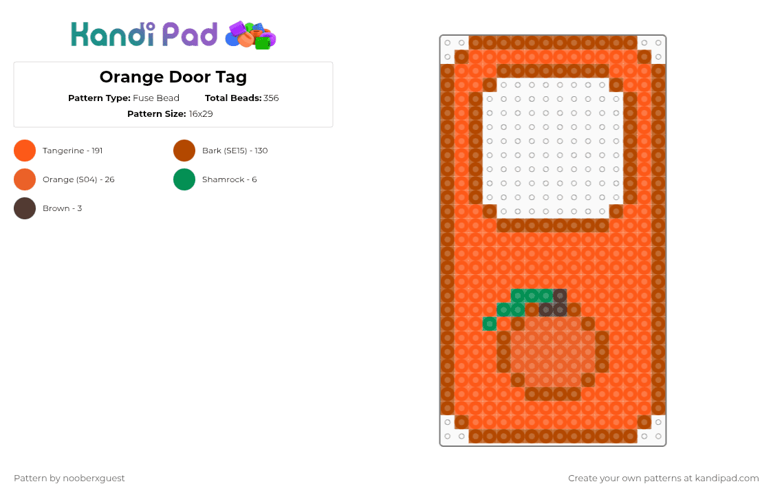 Orange Door Tag - Fuse Bead Pattern by nooberxguest on Kandi Pad - red,orange