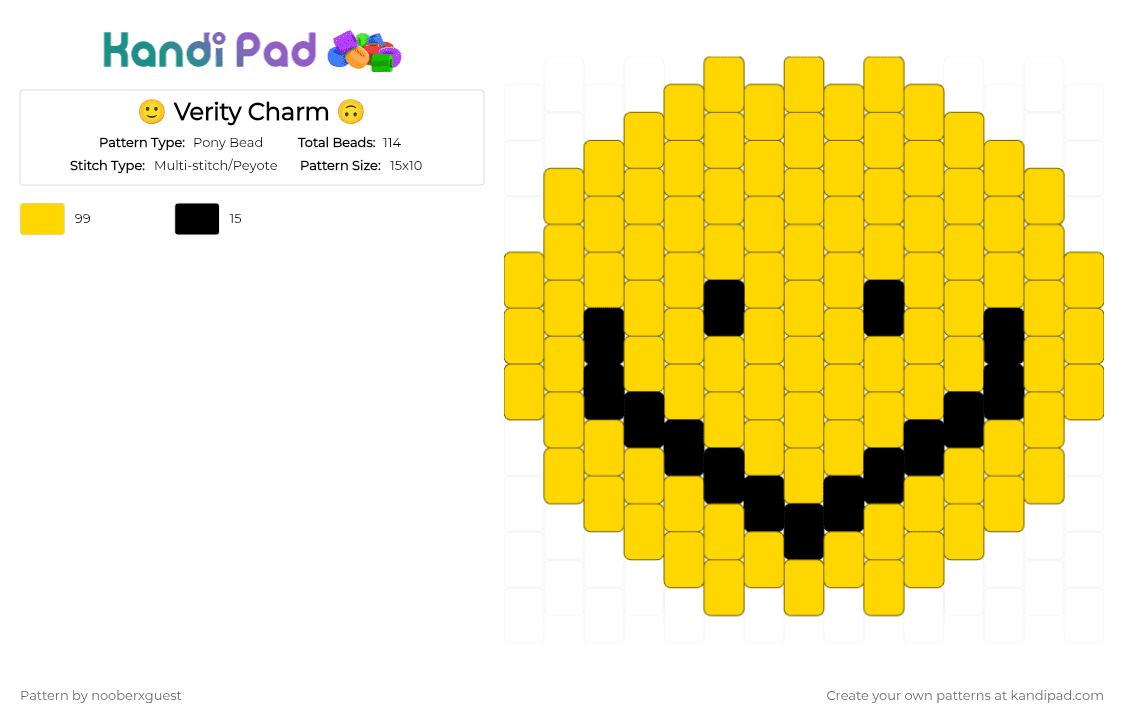 🙂 Verity Charm 🙃 - Pony Bead Pattern by nooberxguest on Kandi Pad - yellow,verity,minecraft,horror,smileyface