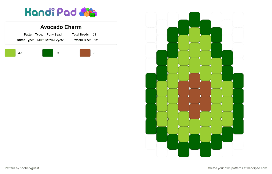 Avocado Charm - Pony Bead Pattern by nooberxguest on Kandi Pad - green