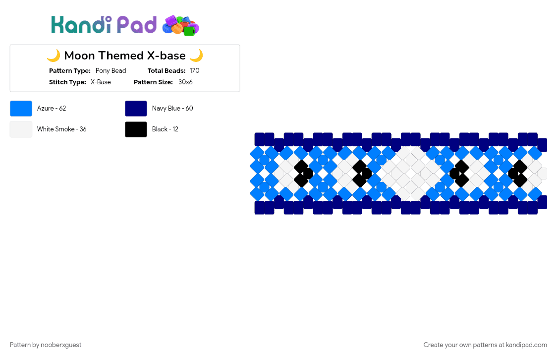 🌙 Moon Themed X-base 🌙 - Pony Bead Pattern by nooberxguest on Kandi Pad - black, blue, cuff, moon, purple, white, xbase