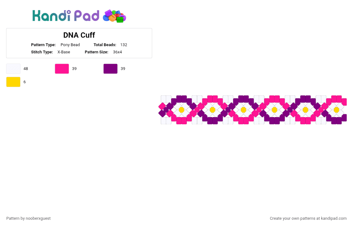 DNA Cuff - Pony Bead Pattern by nooberxguest on Kandi Pad - pink