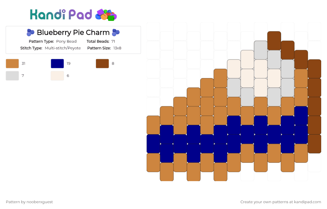 🫐 Blueberry Pie Charm 🫐 - Pony Bead Pattern by nooberxguest on Kandi Pad - orange,purple,cotdpiecontest,pie,blueberry,charm,dessert