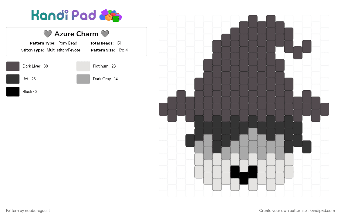 🩶 Azure Charm 🩶 - Pony Bead Pattern by nooberxguest on Kandi Pad - azure, brown, charm, forsaken, gray, white