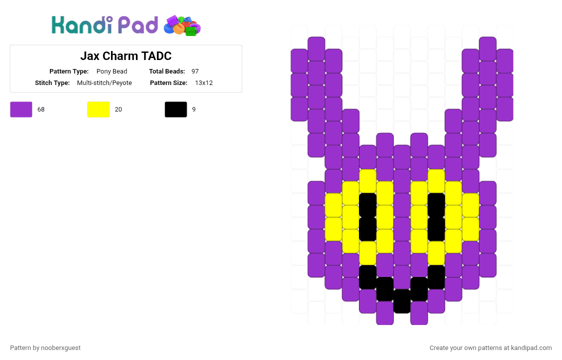 Jax Charm TADC - Pony Bead Pattern by nooberxguest on Kandi Pad - jax, purple, rabbit, tadc
