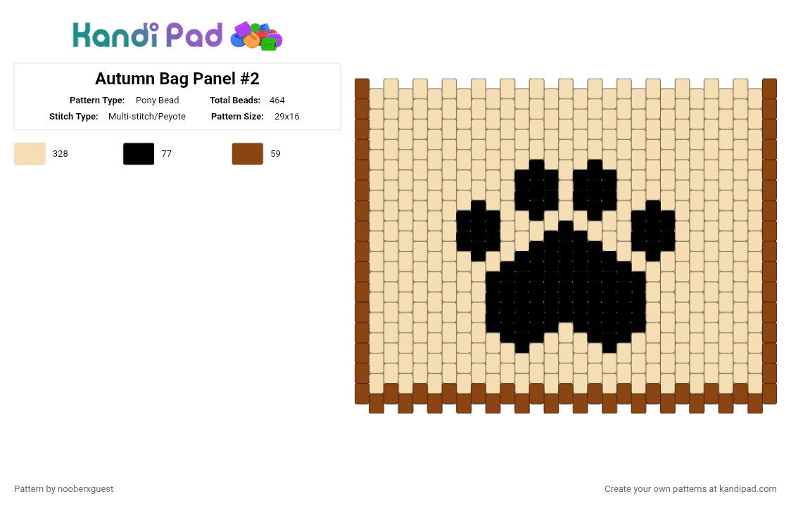 Autumn Bag Panel #2 (Self Project) - Pony Bead Pattern by nooberxguest on Kandi Pad - beige,panel,bag,autumn,paw