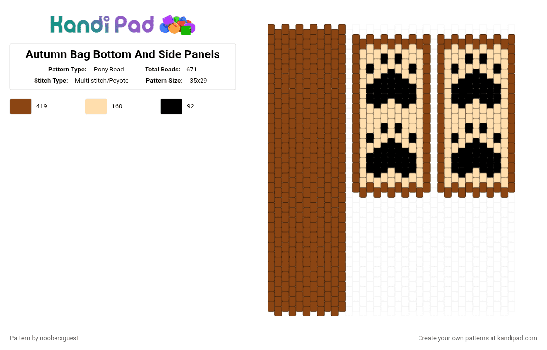 Autumn Bag Bottom And Side Panels (Self Project) - Pony Bead Pattern by nooberxguest on Kandi Pad - red,beige
