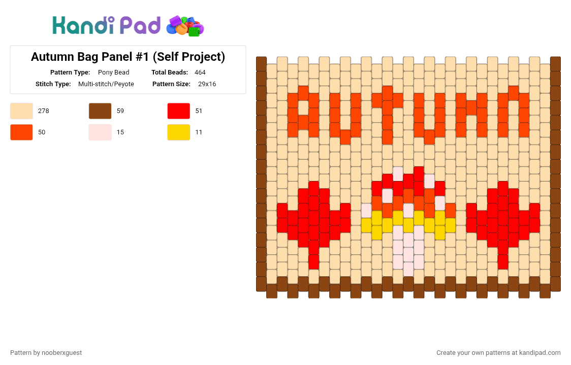 Autumn Bag Panel #1 (Self Project) - Pony Bead Pattern by nooberxguest on Kandi Pad - autumn, bag, beige, nature, panel, red