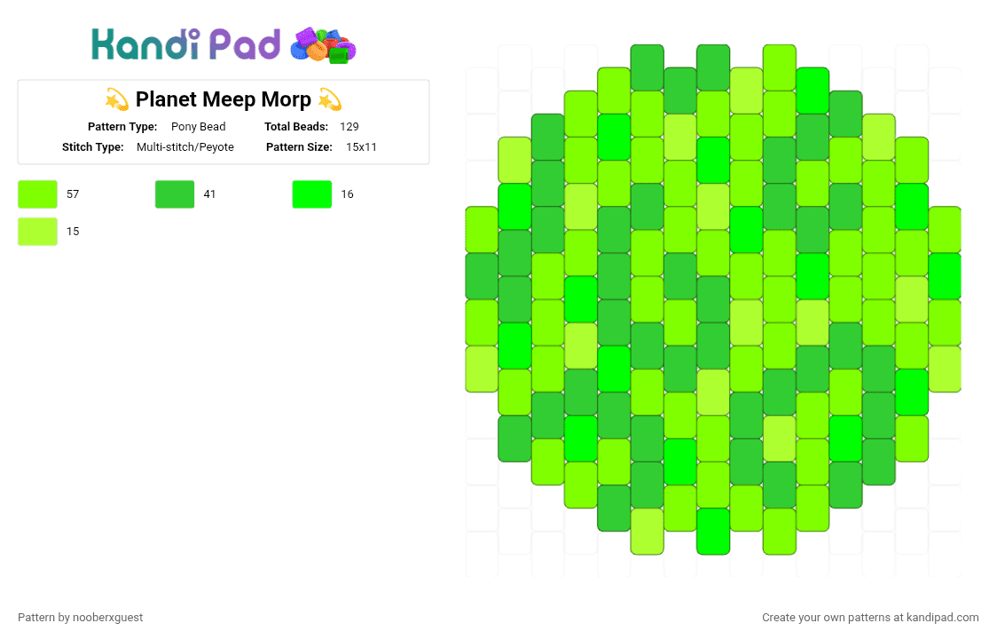 💫 Planet Meep Morp 💫 - Pony Bead Pattern by nooberxguest on Kandi Pad - green,cotdalienlandscapes,space,planet,alien,gnarpy