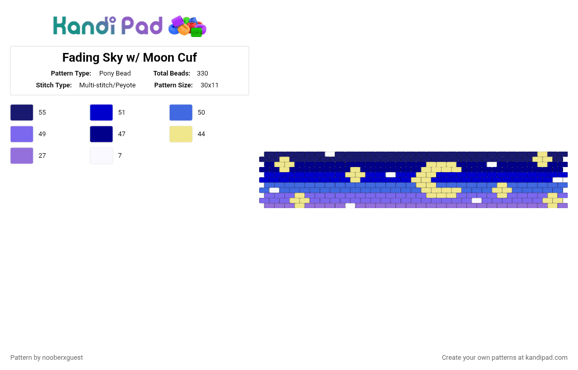Fading Sky w/ Moon Cuf - Pony Bead Pattern by nooberxguest on Kandi Pad - purple