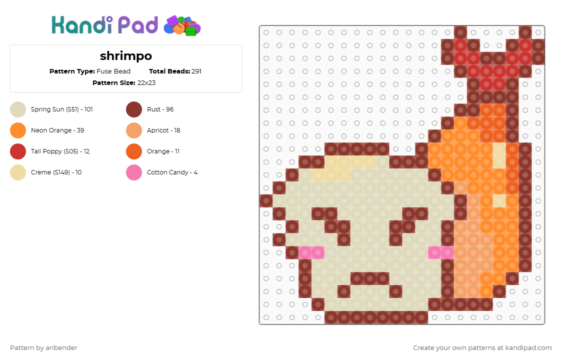 shrimpo - Fuse Bead Pattern by aribender on Kandi Pad - red,beige