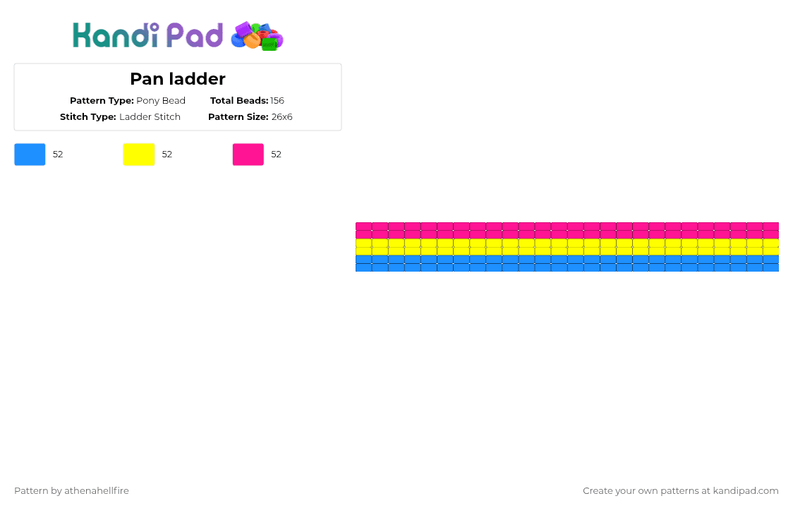 Pan ladder - Pony Bead Pattern by athenahellfire on Kandi Pad - light blue,yellow,pink