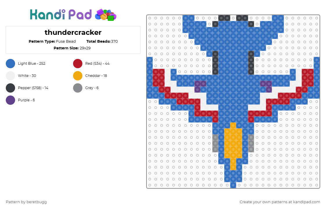 thundercracker - Fuse Bead Pattern by beretbugg on Kandi Pad - blue