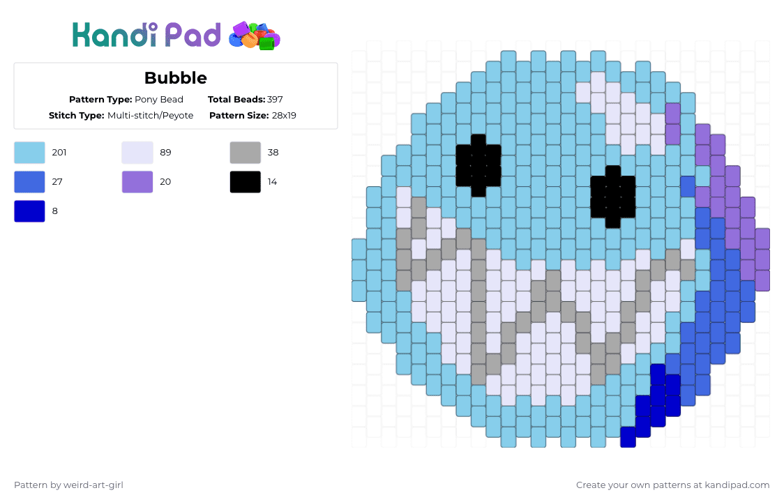 Bubble - Pony Bead Pattern by weird-art-girl on Kandi Pad - light blue,bubble,tadc,amazingdigitalcircus,caine,pop,blue