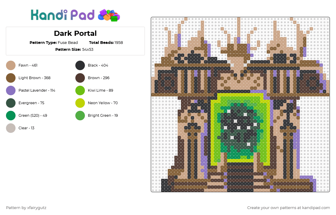 Dark Portal - Fuse Bead Pattern by xfairygutz on Kandi Pad - beige,tan,brown,world of warcraft,wow,dark portal,tbc,game,video game,gaming,pixel