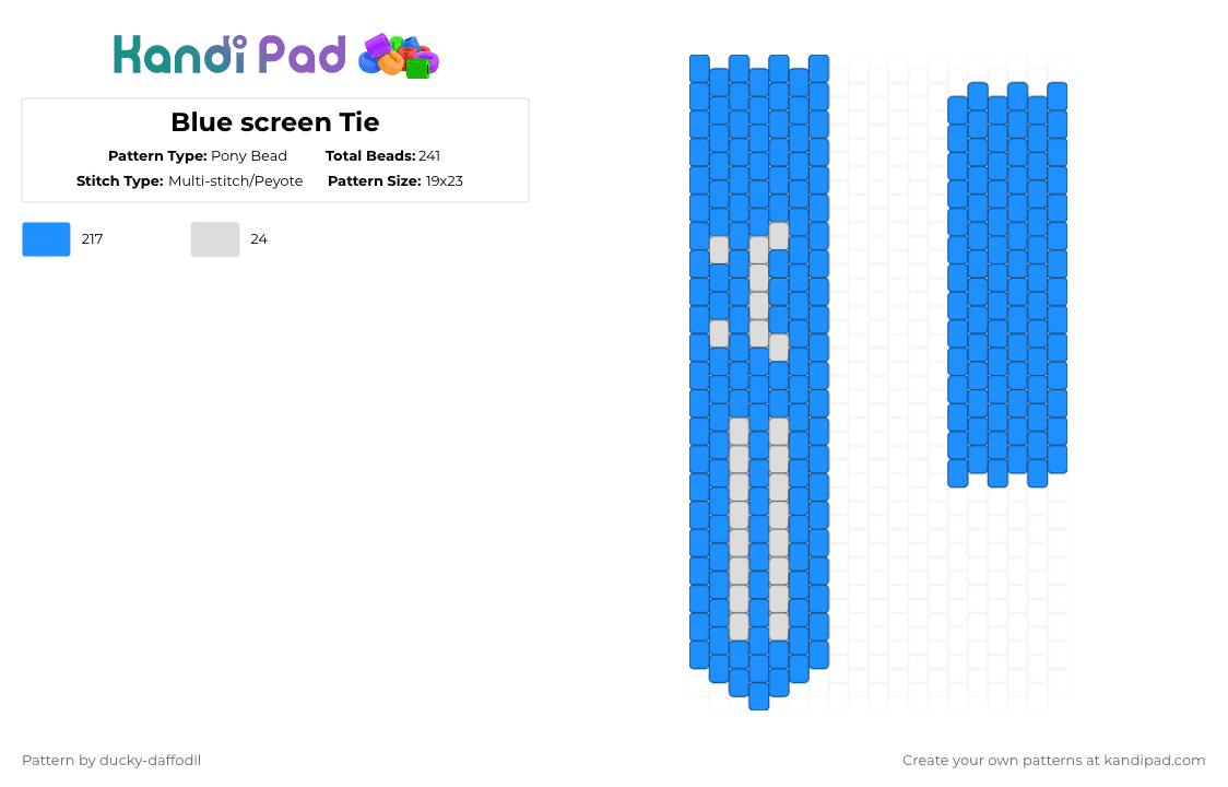 Blue screen Tie - Pony Bead Pattern by ducky-daffodil on Kandi Pad - light blue,tie,webcore,bluescreen