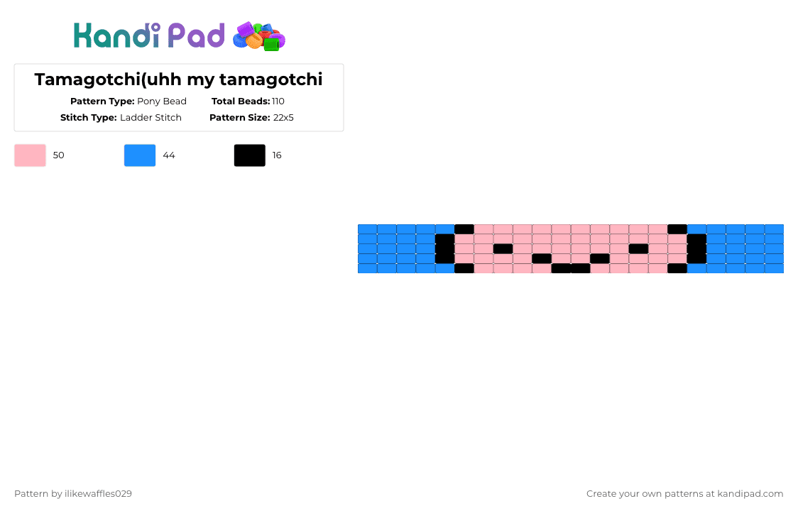 Tamagotchi(uhh my tamagotchi - Pony Bead Pattern by ilikewaffles029 on Kandi Pad - light blue,pink