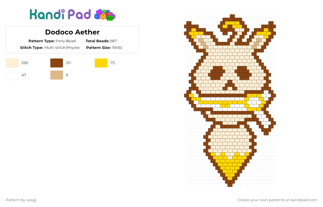 Dodoco Aether - Pony Bead Pattern by usagi on Kandi Pad - beige,red