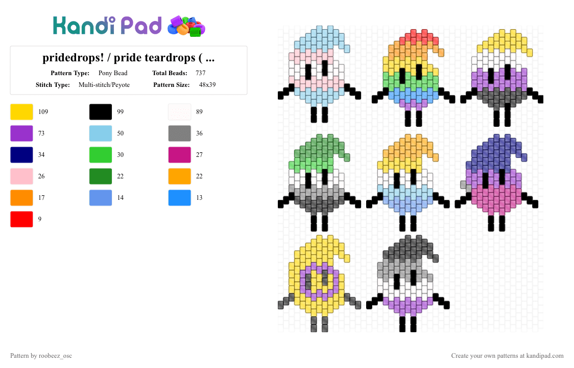 pridedrops! / pride teardrops ( wip ) - Pony Bead Pattern by roobeez_osc on Kandi Pad - light blue,yellow,purple,pride,teardrop,bfdi teardrop,pride charms,bfdi,trans,bfdi pride